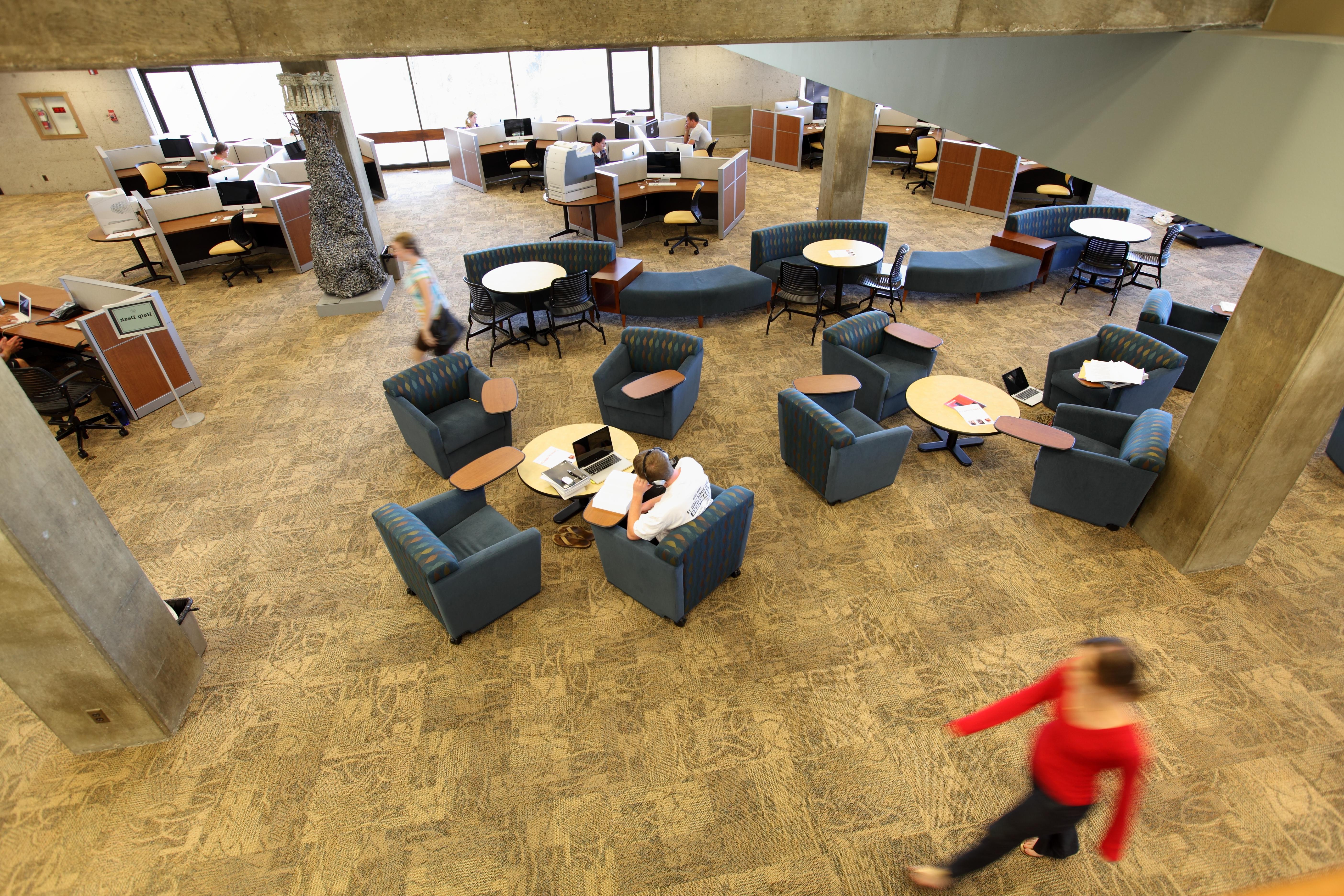 students studying in library